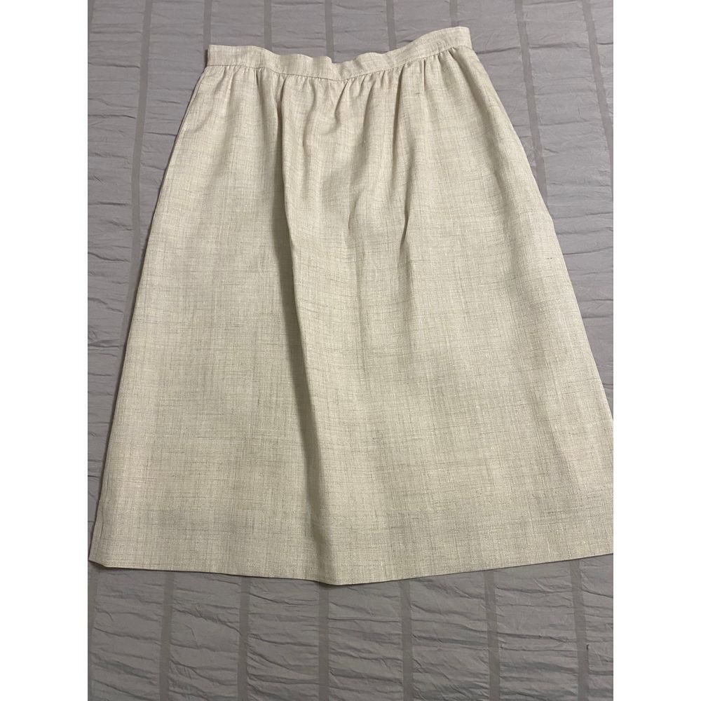 Evan-Picone Vintage Linen Blend Midi‎ Skirt  Made in USA Sz 12P Old Money Modest